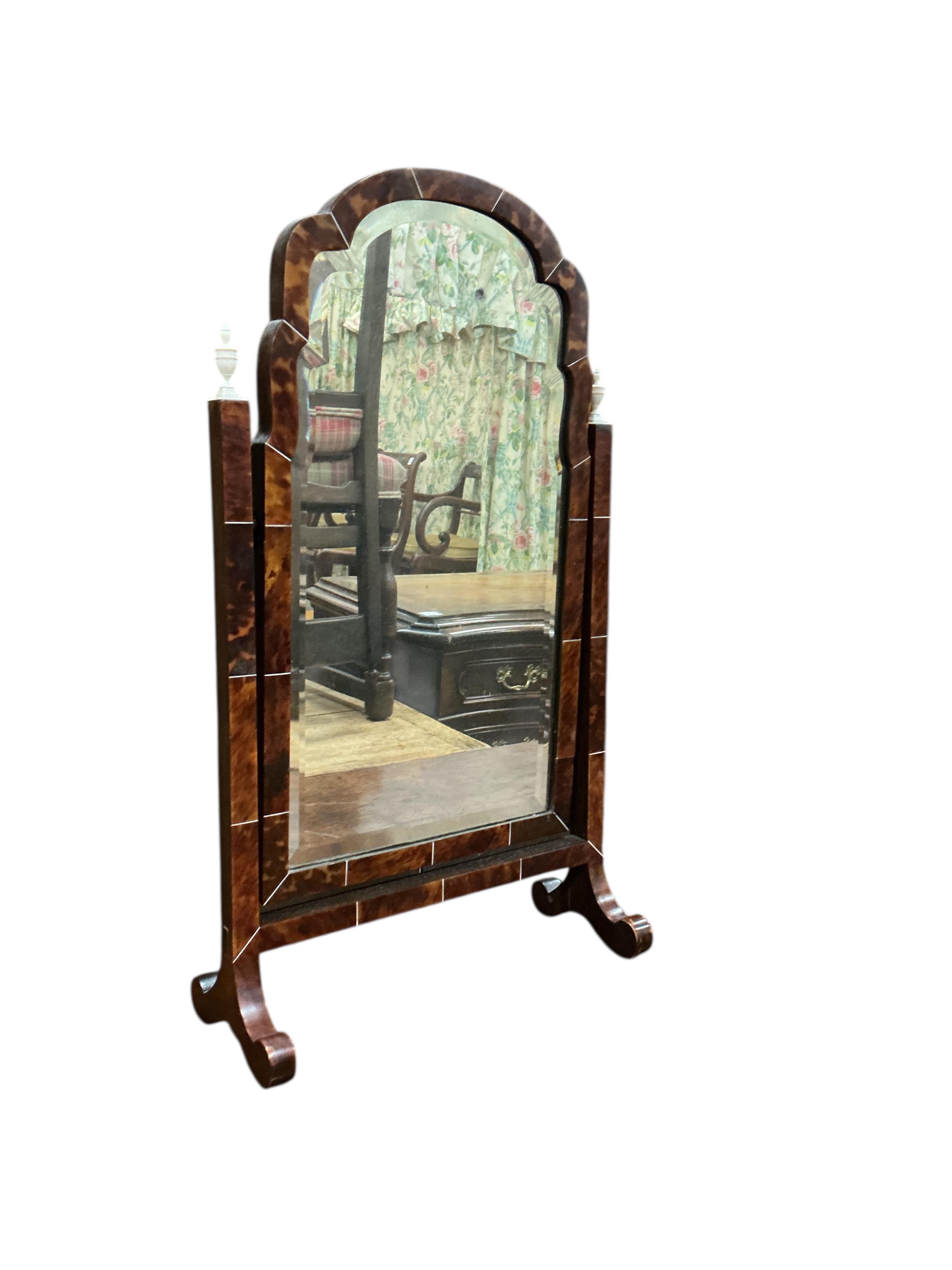 An Edwardian tortoiseshell and ivory mounted toilet mirror, width 36cm, height 61cm CITES Submission reference, U45J1R6L